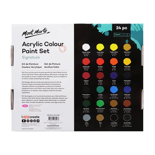 MONT MARTE PAINT SET Acrylics 24x36ml Colour Tubes(3)